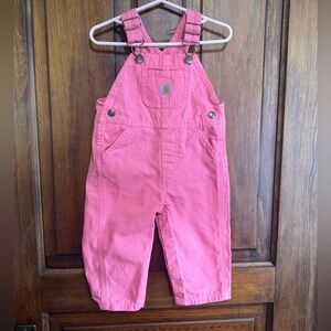 Carhartt Pink Girls Overalls Size 12 Months Heart Hardware
